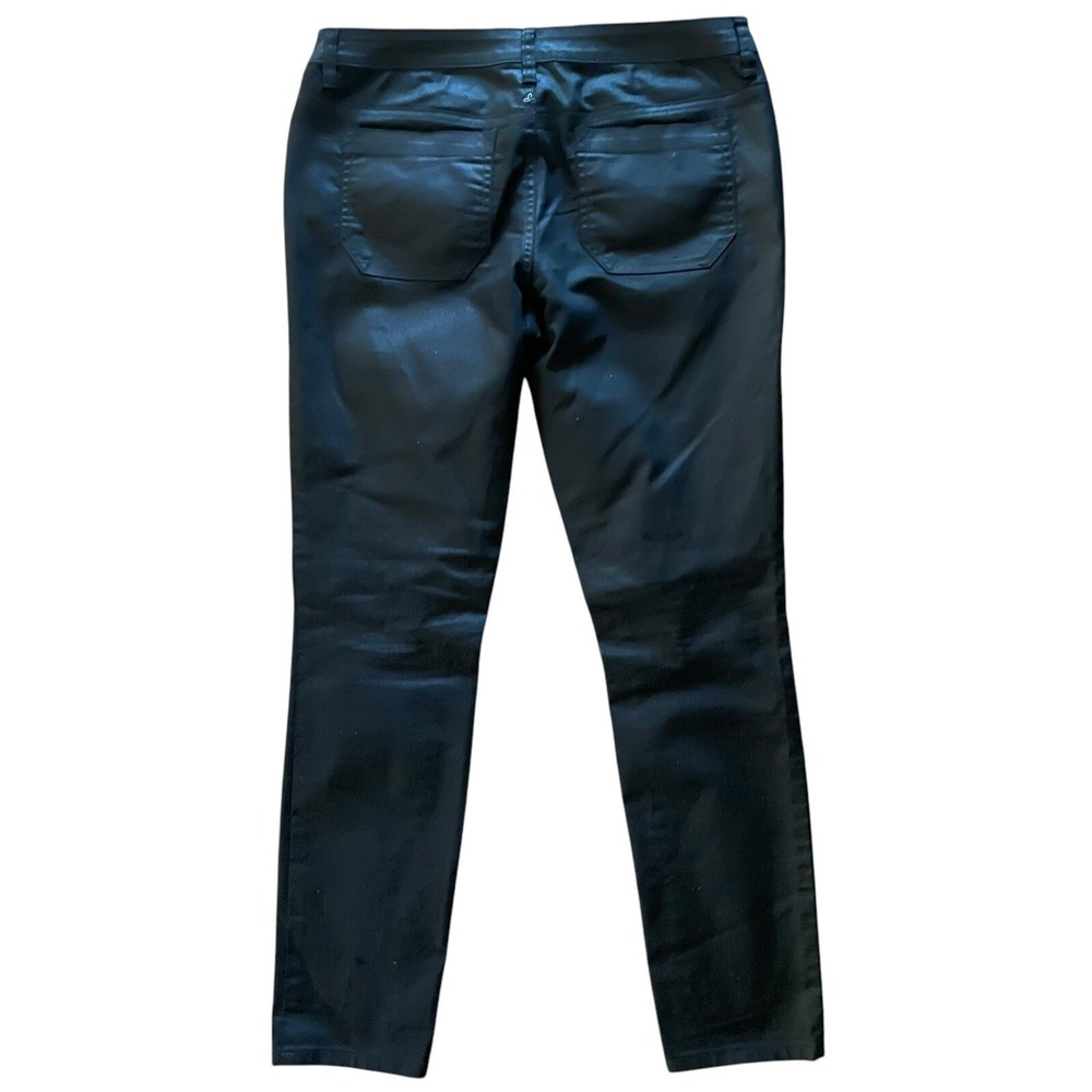 Prana Kara Jett Wax Coated Pants Women 8/29 Black Slim Denim Goth Moto Edgy Punk - Picture 6 of 11